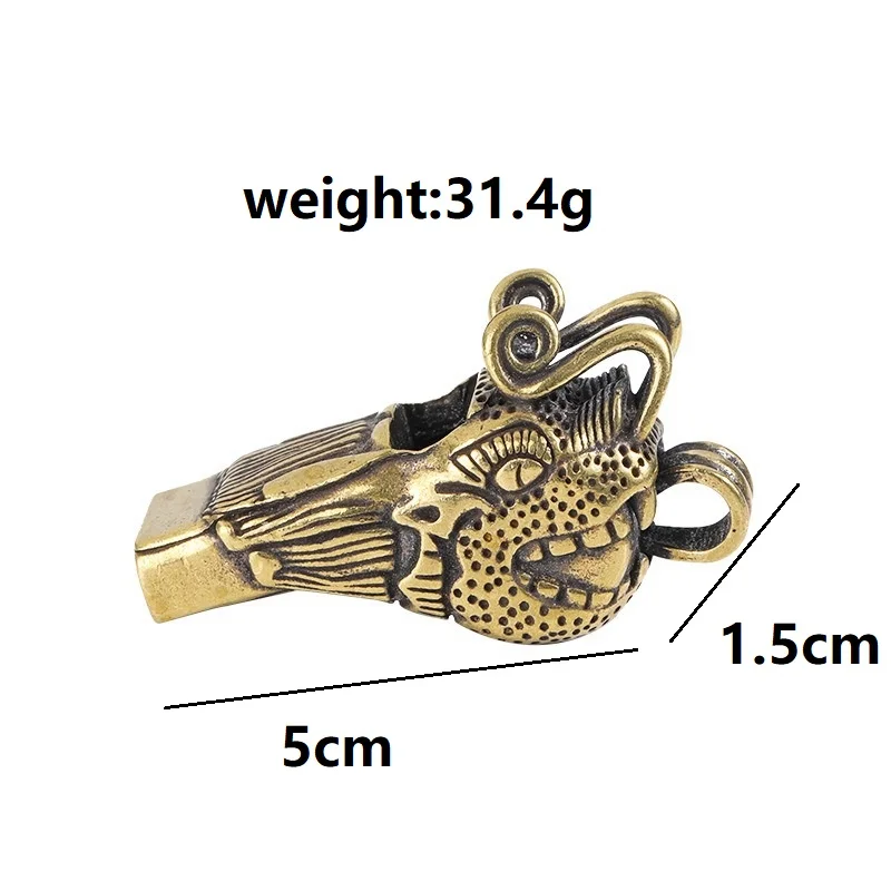 Vintage Brass Dragon Head Whistle Car Keys Chains Pendants Men Women Outdoor Survival Tools Whistles Necklaces Keychains Hanging