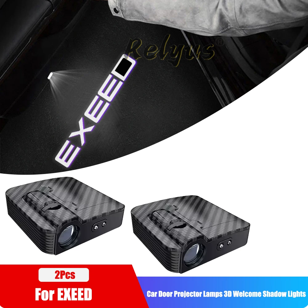 ABS Carbon Fiber 2Pcs LED Car Door logo Projector Lamps Welcome Light For Chery Exeed RX LX TX TXL VX Auto interior Accessories