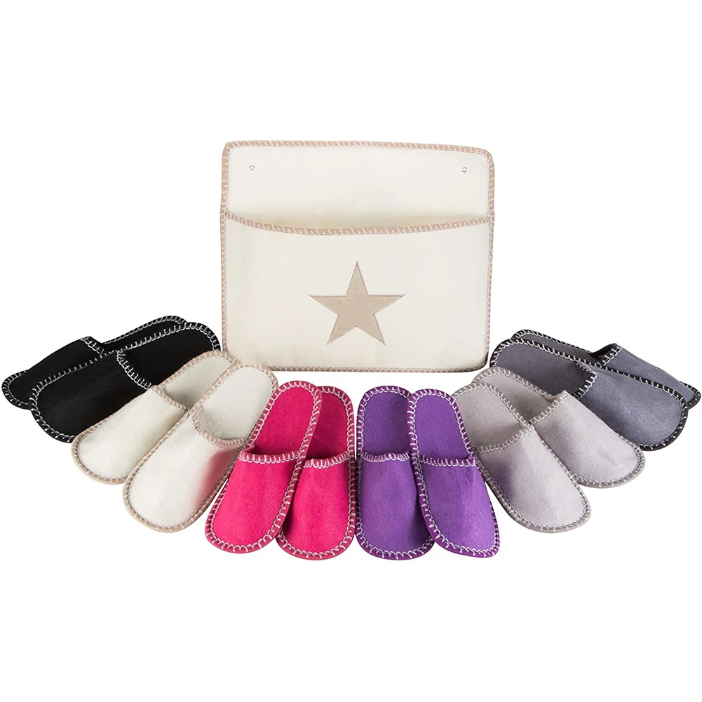 6 Pairs Home Guest Slippers with Non-Slip Sole Unisex Closed Toe Slippers Portable for Family Spa Home Party