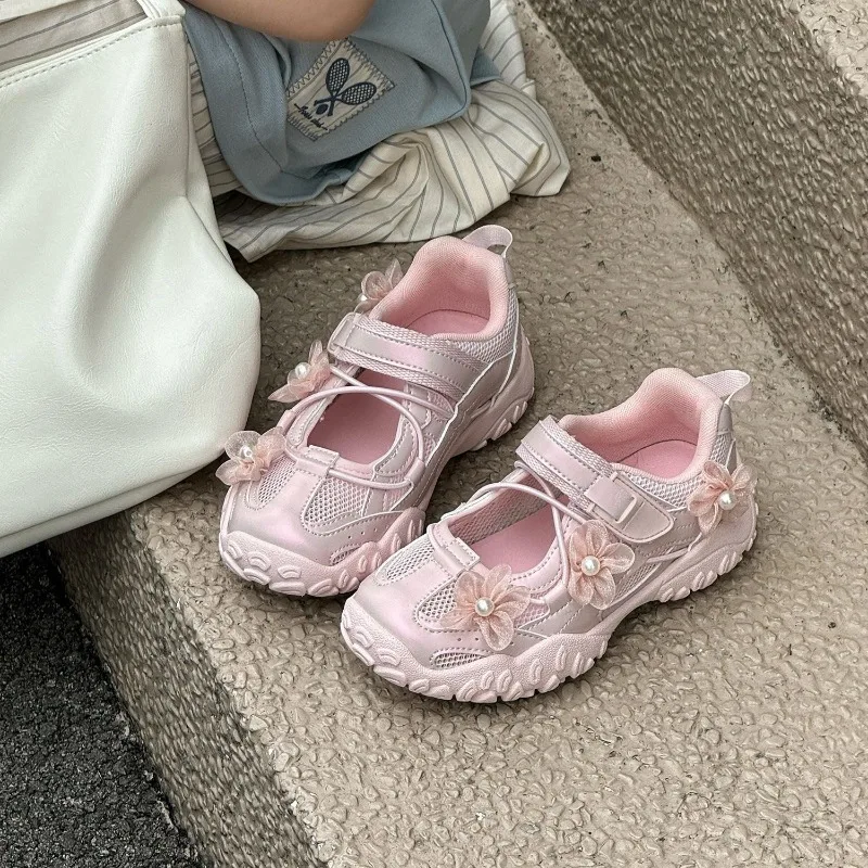 

Детские кроссовки для девочек, дышащие, сетчатые, с мягкой подошвой, 2026, новые, спортивные, универсальные, в стиле принцессы