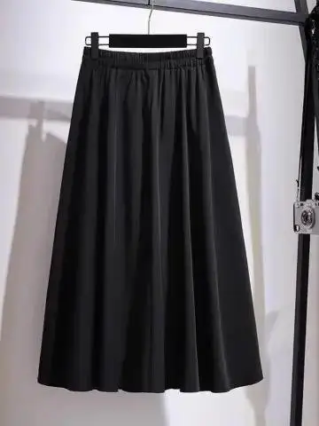Extra Large Size High Waist A-Line Midi Skirt Women's Summer plus Size 300 Pounds Pleated Fat MM Fairy Skirt Casual Commute