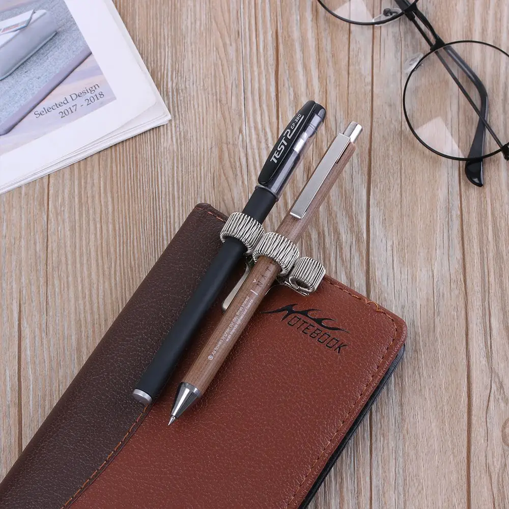 1PC Office Supplies Portable Convenient Elastic Loop Spring Pen Holder Notebook Metal Pen Clips