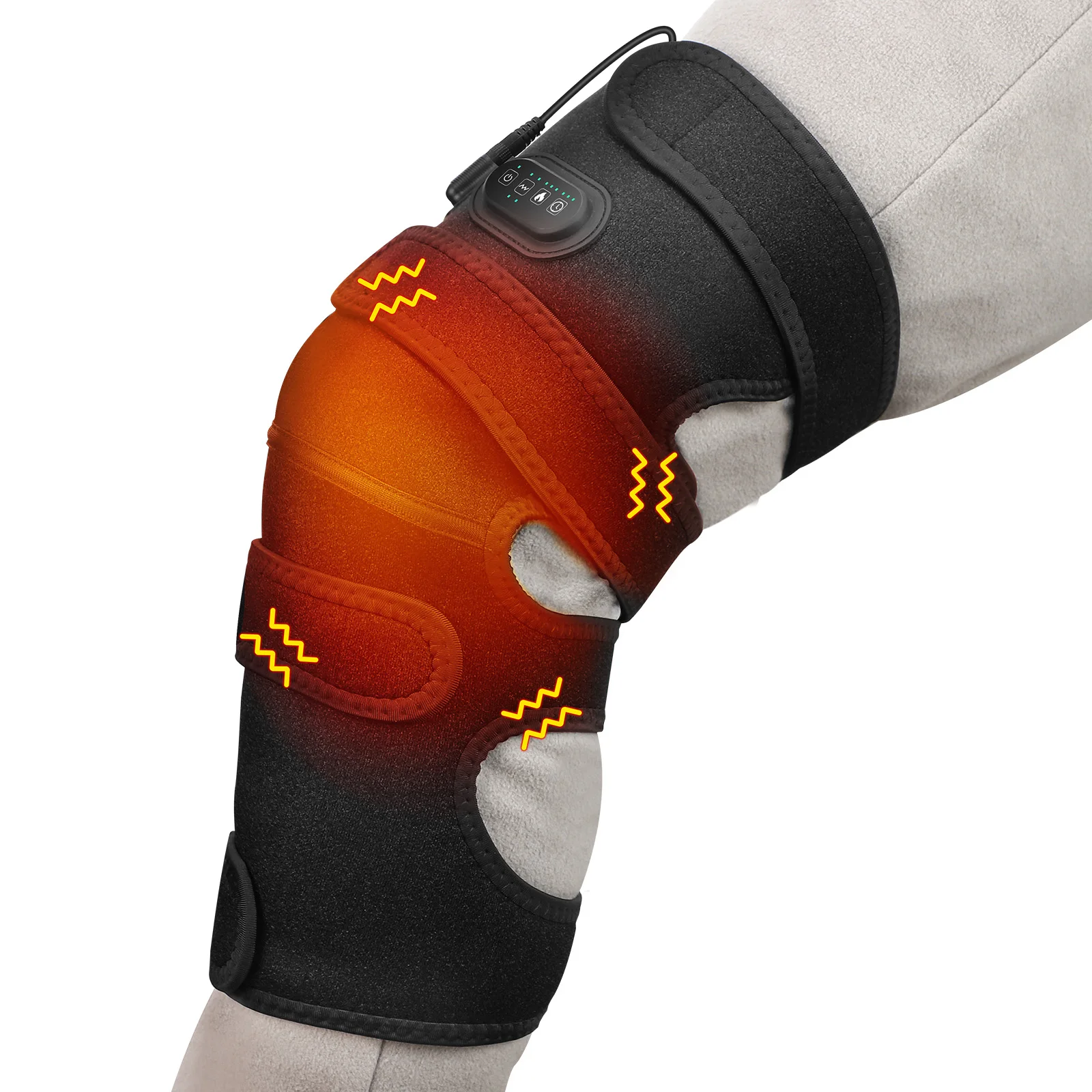 

Heated Vibration Knee Pad Extra-Large Knee Pad Four-Motor Vibration Knee Massager 3-speed Heating Knee Brace 12V Direct EU Plug