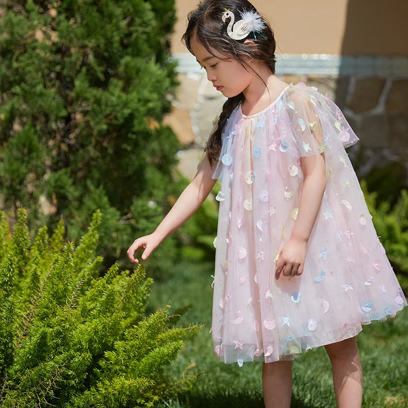 Girls Dress Spring and Summer Style Baby Girl Children Sweet and Cute Princess Dress Three-dimensional Flower Print Dress