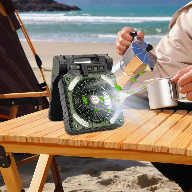 

Portable Solar Fans 10000mAh LED Lantern Rechargeable Solar Powered Camping Fan 4 Speeds