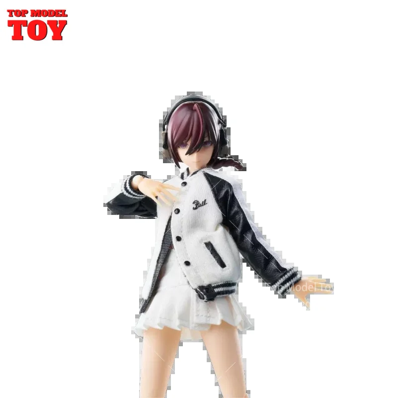 HASUKI CS014 1/12 Scale Sport Coat Letter Printed Baseball Uniform Pleated Skirt Clothes Model for 6'' Action Figure Body Dolls