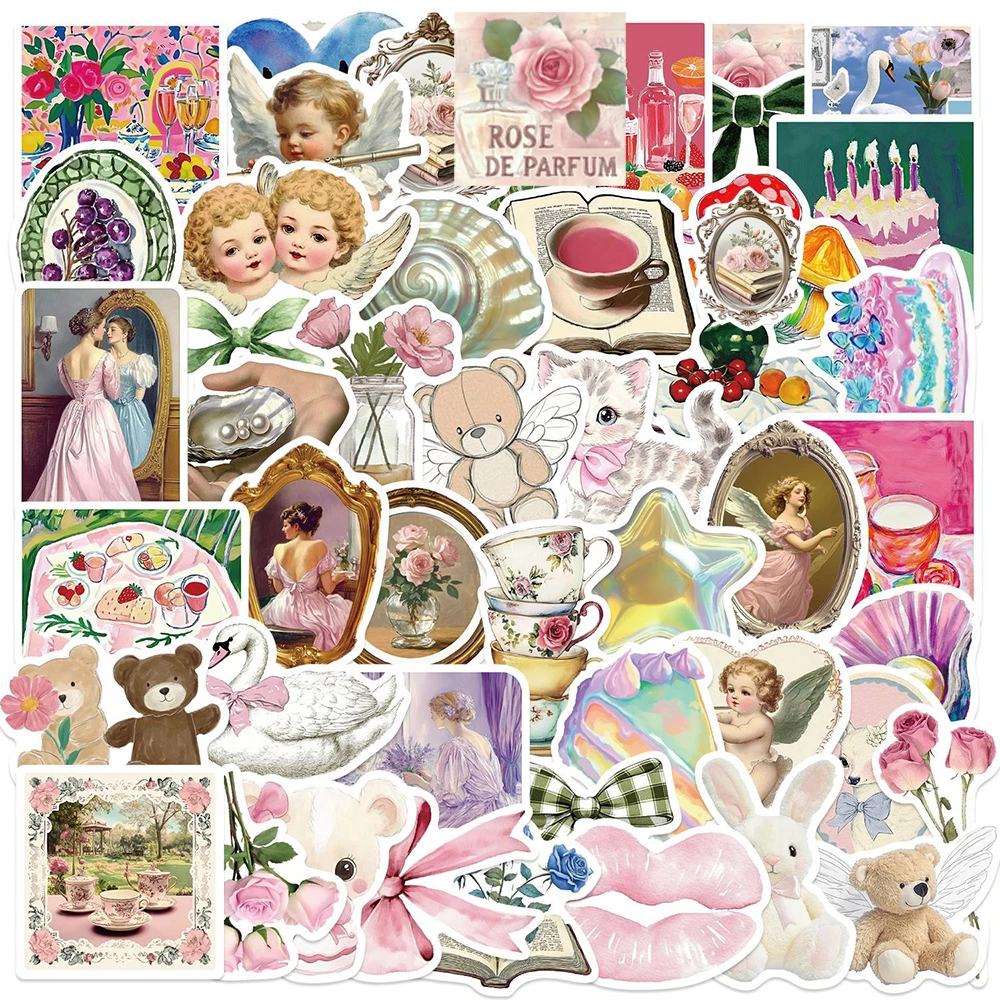 

10/30/56pcs Cute INS Pink Mystery Girl Stickers Cartoon Aesthetic Graffiti Decoration Decals for Phone Case Water Bottle Laptop