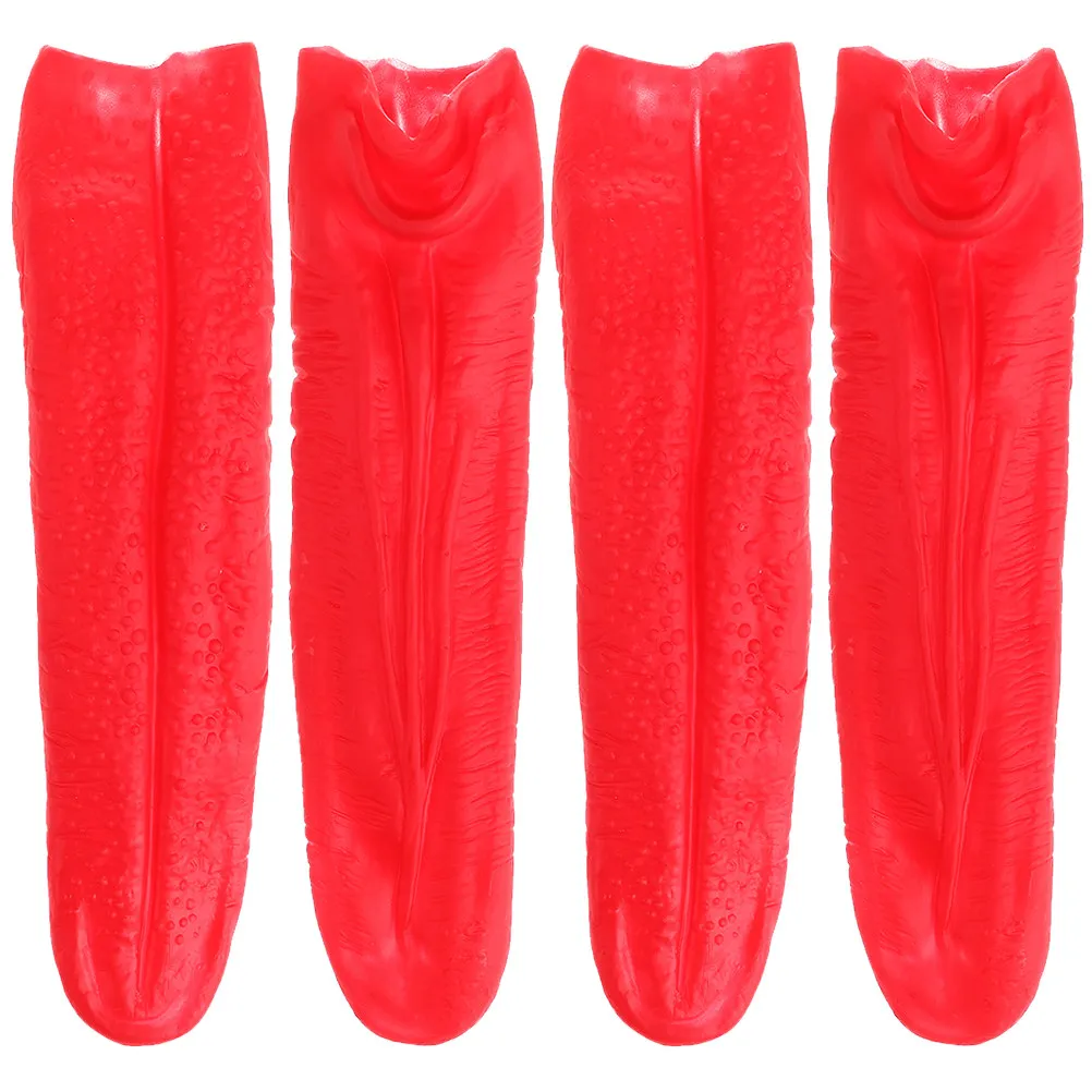 

4Pcs Props Red Long Realistic Tongue Halloween Scary Horror Prank Stage Performance Cosplay Trick Accessories