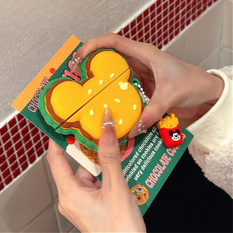 

Kawaii Burger Mickey Shape Earcase Earphone Cover Bluetooth Headphone Protective Case for 1 2 3rd Accessories Kid's Gifts