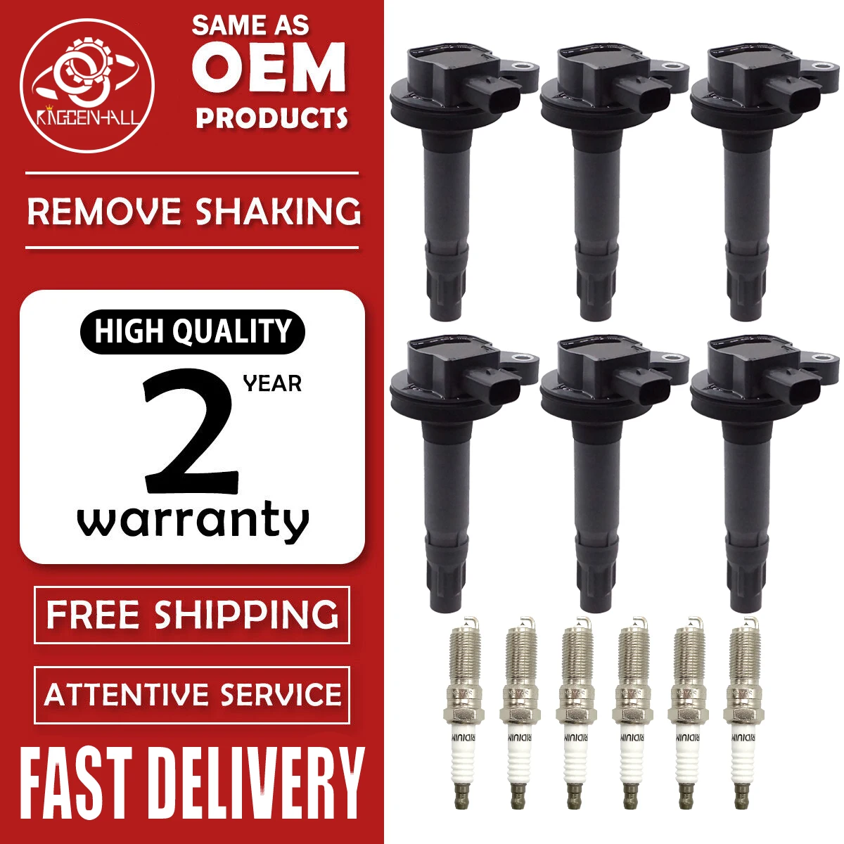 6Pcs Ignition Coil+Spark Plug For FORD EDGE EXPLORER FUSION TRANSIT-350 F150 FLEX/MAZDA CX-9 6/LINCOLN 7T4E-12A375-ED CY0118100B