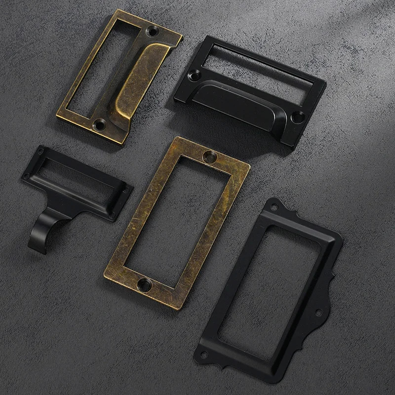 Antique Label Frame Business Card Holder Zinc Alloy Drawer Card Slot Business Card Frame Handle Medicine Cabinet Shell Hardware