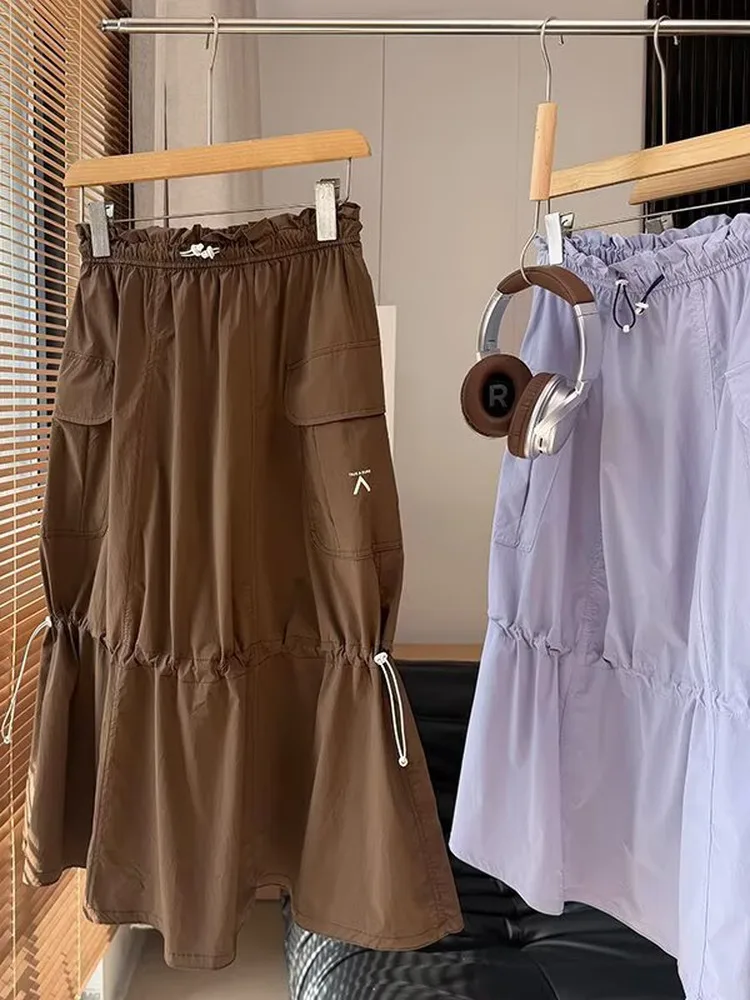 Outdoor Women's Water-Resistant Wear-Resistant Half Skirt Loose Sun Protection Long Skirt Casual Versatile Work Skirt 2617