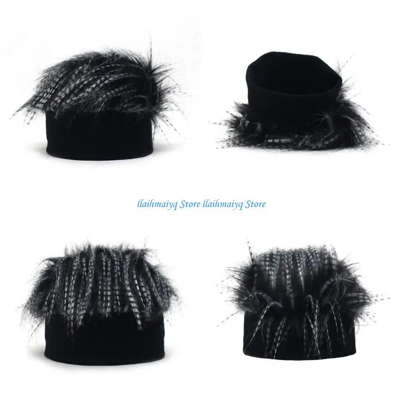 

573B Men Womens Brimless Hip Hop Beanie Hat Fun Short Hair Cap Breathable Soft