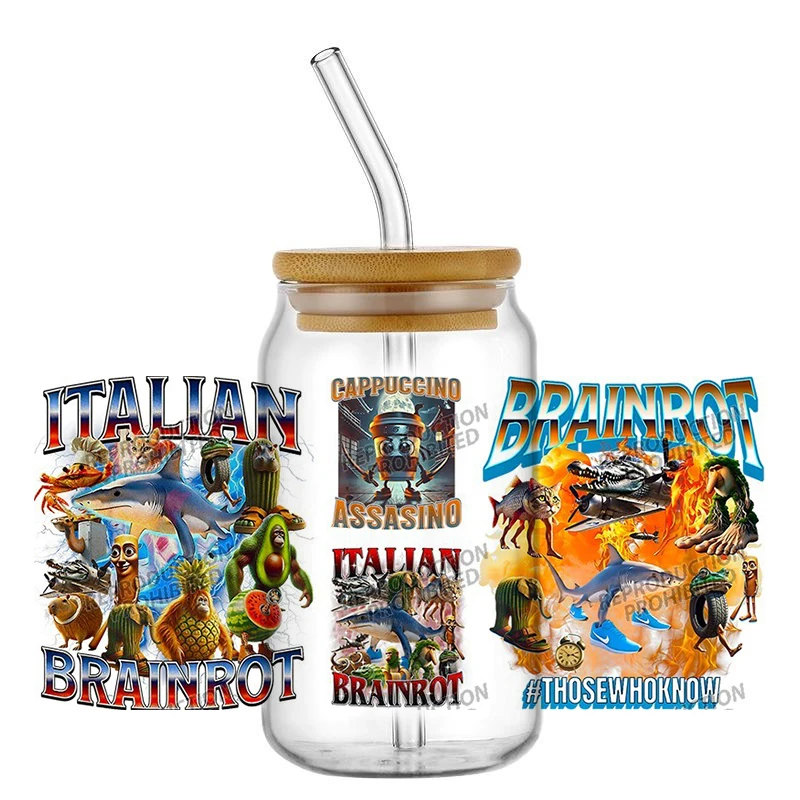 

Hot topic Tungtungsahur Waterproof DIY Decals 3D Transfers Stickers 16oz UV DTF for Glasses cup Wraps