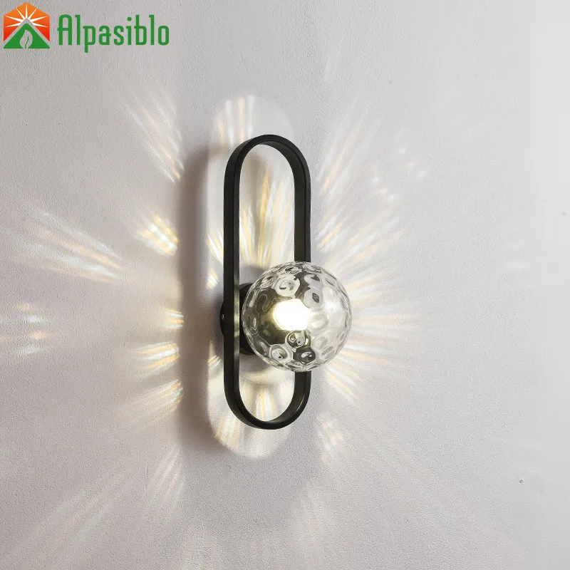 Indoor wall Lamp Bedroom Living Room Bathroom Sofa Bedside Glass Wall Light Electroplating Craft luminary Home decoration Lamps