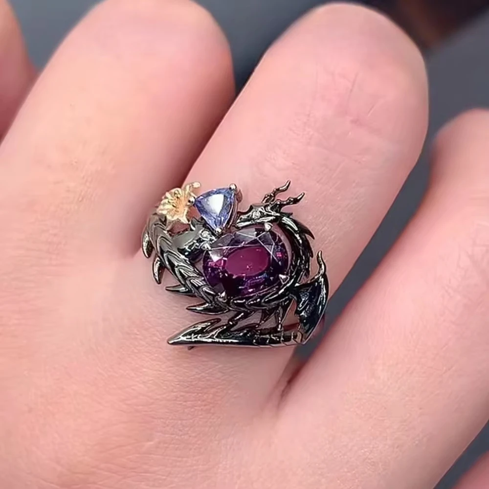 게임 러브 앤 딥스페이스 실러스 코스프레 반지 조절 가능한 합금 손가락 반지 꽃 장식