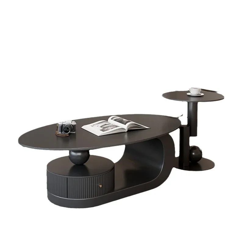 Shaker Stone Top Cocktail Table Compact Size Heavy Duty Eco Friendly Space Saving Open Shelves Cable Management