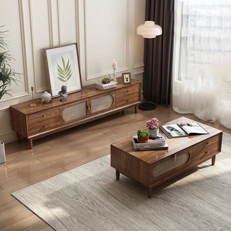 Elegant Trendy Tv Stand Retro Metal Handles Luxury Classic Tv Stand Mid Century Beauty Mueble Para Televisor Designer Furniture
