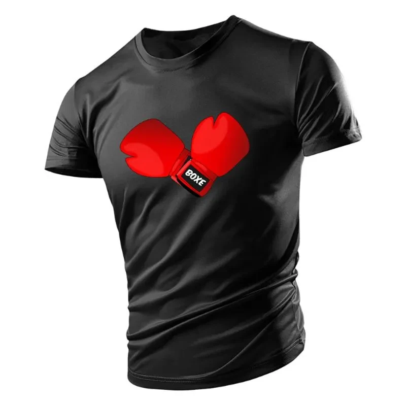 Red Boxing Gloves Graphic Gym T Shirts For Men Fashion Summer Fitness 3D Printed T-shirt Loose Quick Dry Breathable Sports Tees