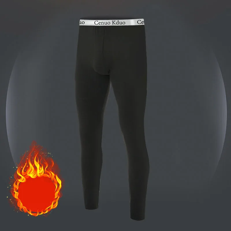 2024 New Hot SalesMen‘s Base Pants High Elasticity Thermal Front Opening Ankle Banded Men Long Pants for Sleeping