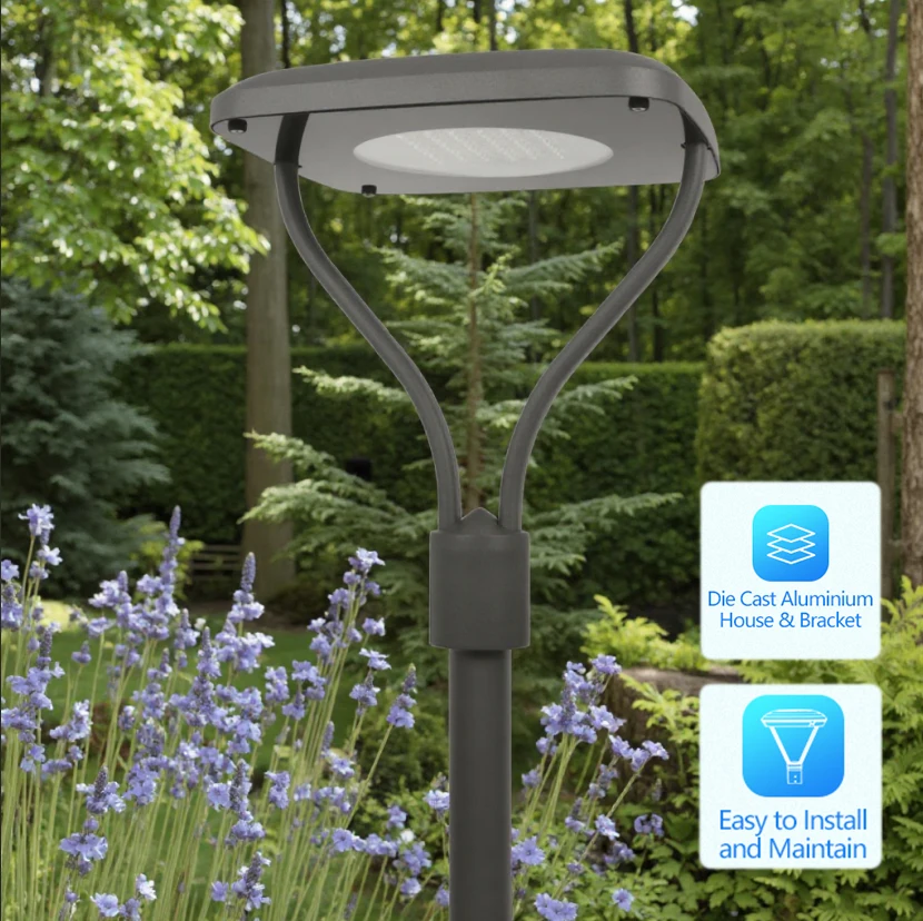 

Hot sell LED Community High Pole Waterproof Square Motion Sensor Post Top Light for Garden Urban Outdoor Lighting Aluminum AC Po