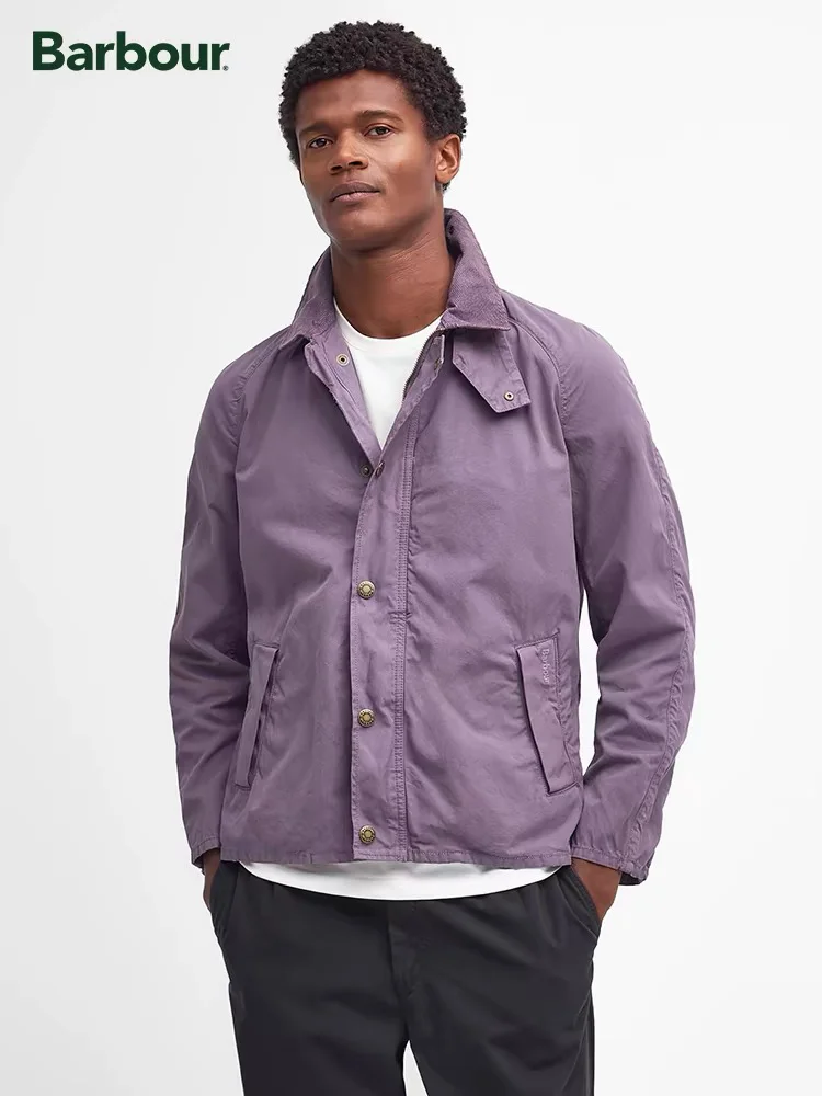 Barbour Traker Unisex Casual Jacket Waxless Primavera e Outono Brasão roxo escuro Lavender