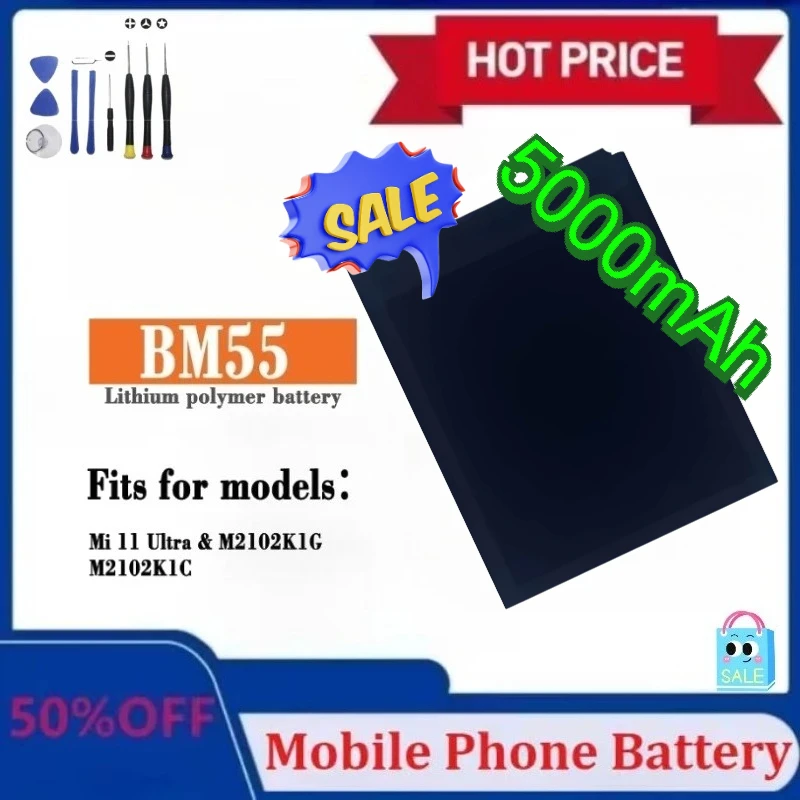 

New BM55 5000mAh Mobile Phone Batteries for Xiaomi Mi 11 Pro 11pro 11 Ultra with Tools