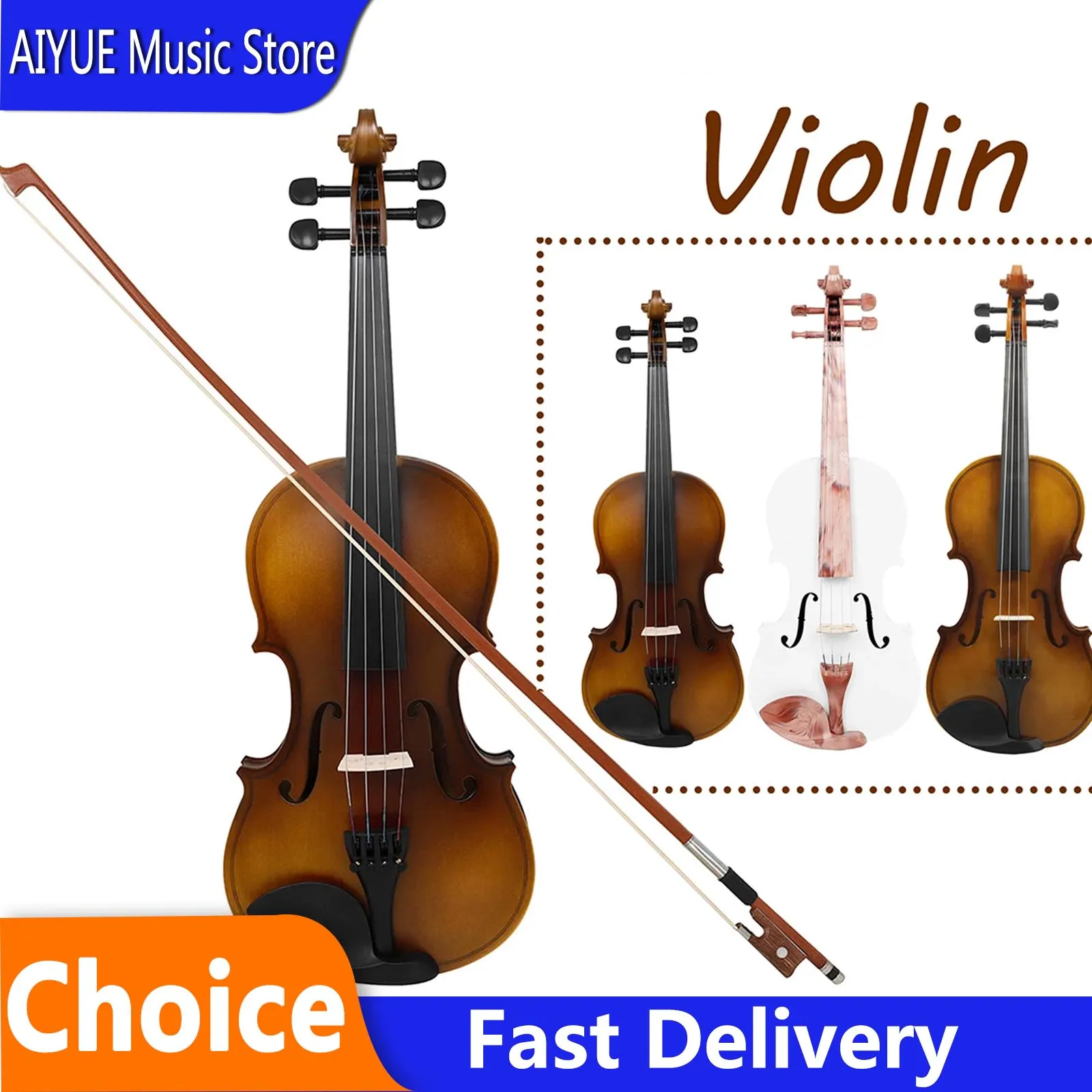 AstonVilla Violin Kit Beginners Practice Violin Exquisite Workmanship Performance Props String Musical Instrument