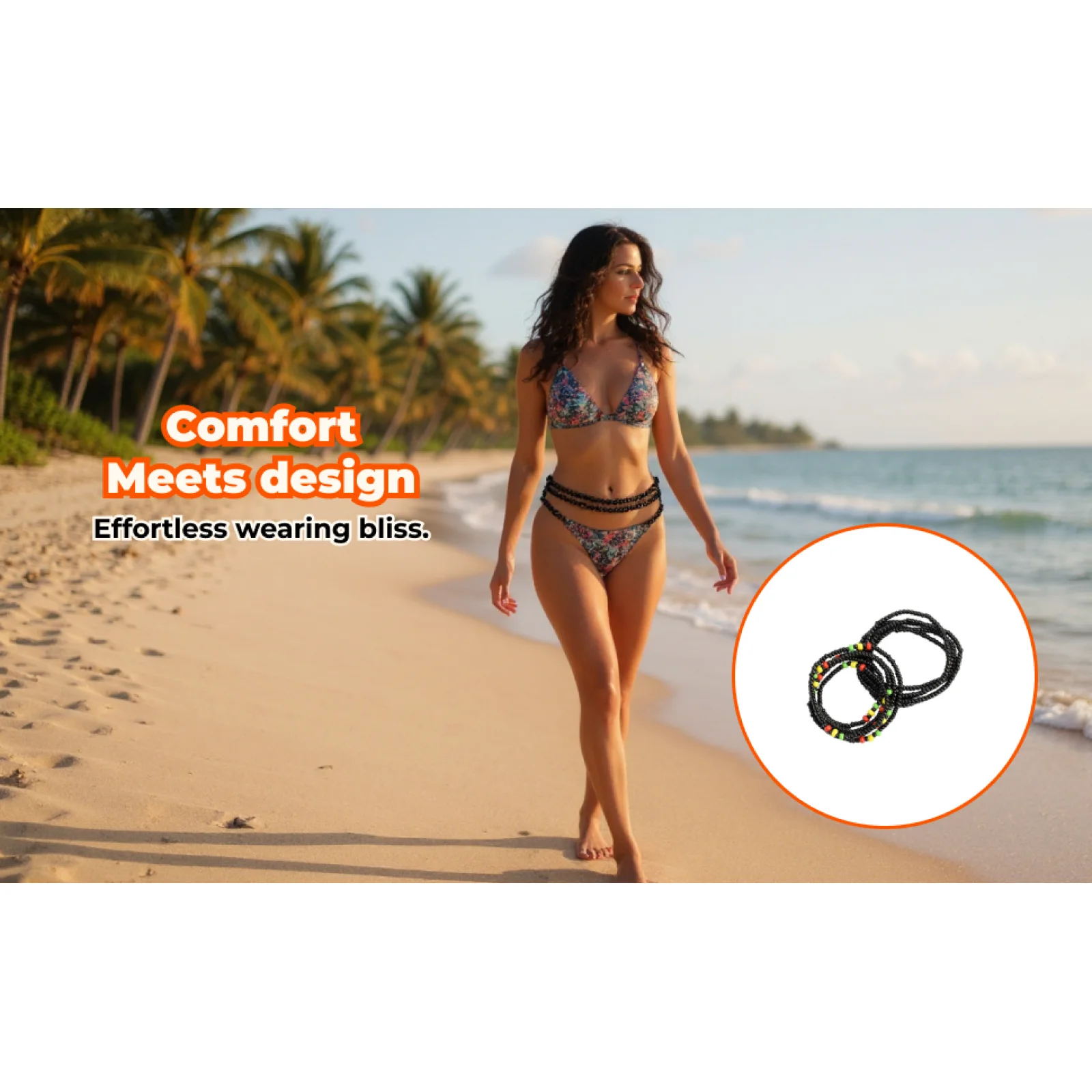 2x Waist Beads Belly Chain Body Chain Waist Chain for Holiday Vacation Summer Beach