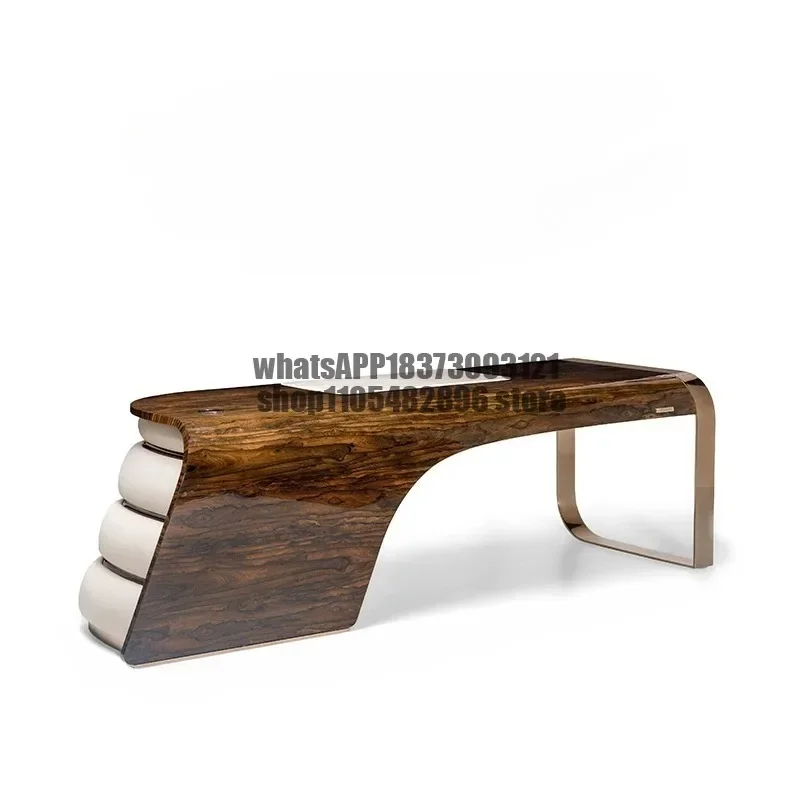 Light luxury desk home luxury villa high-end study whole house custom boss desk baking paint advanced sense