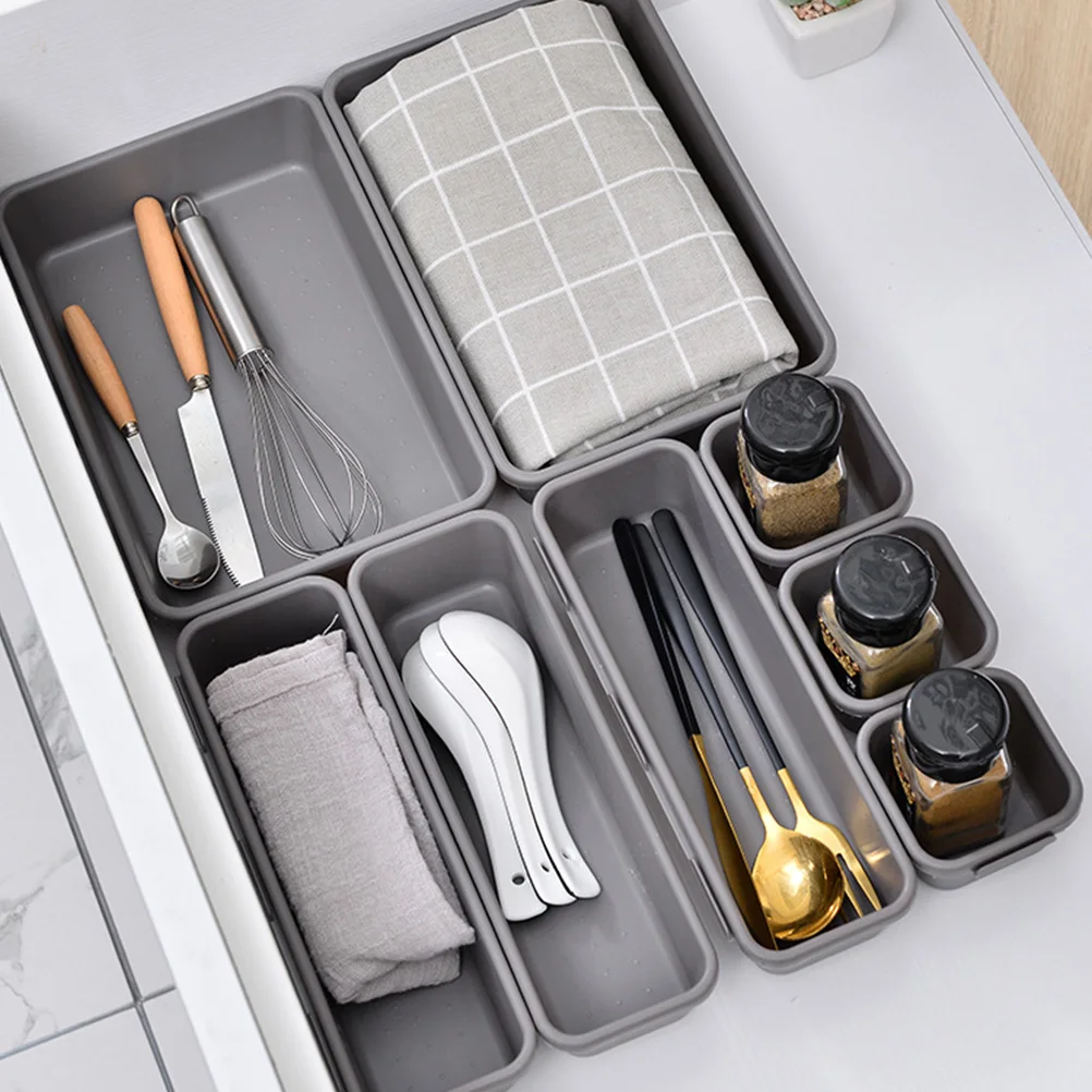 

8pcs Drawer Boxes Desktop Organizer Home Container Household Supplies Plastic Storage Box Organizer Stationery Storage