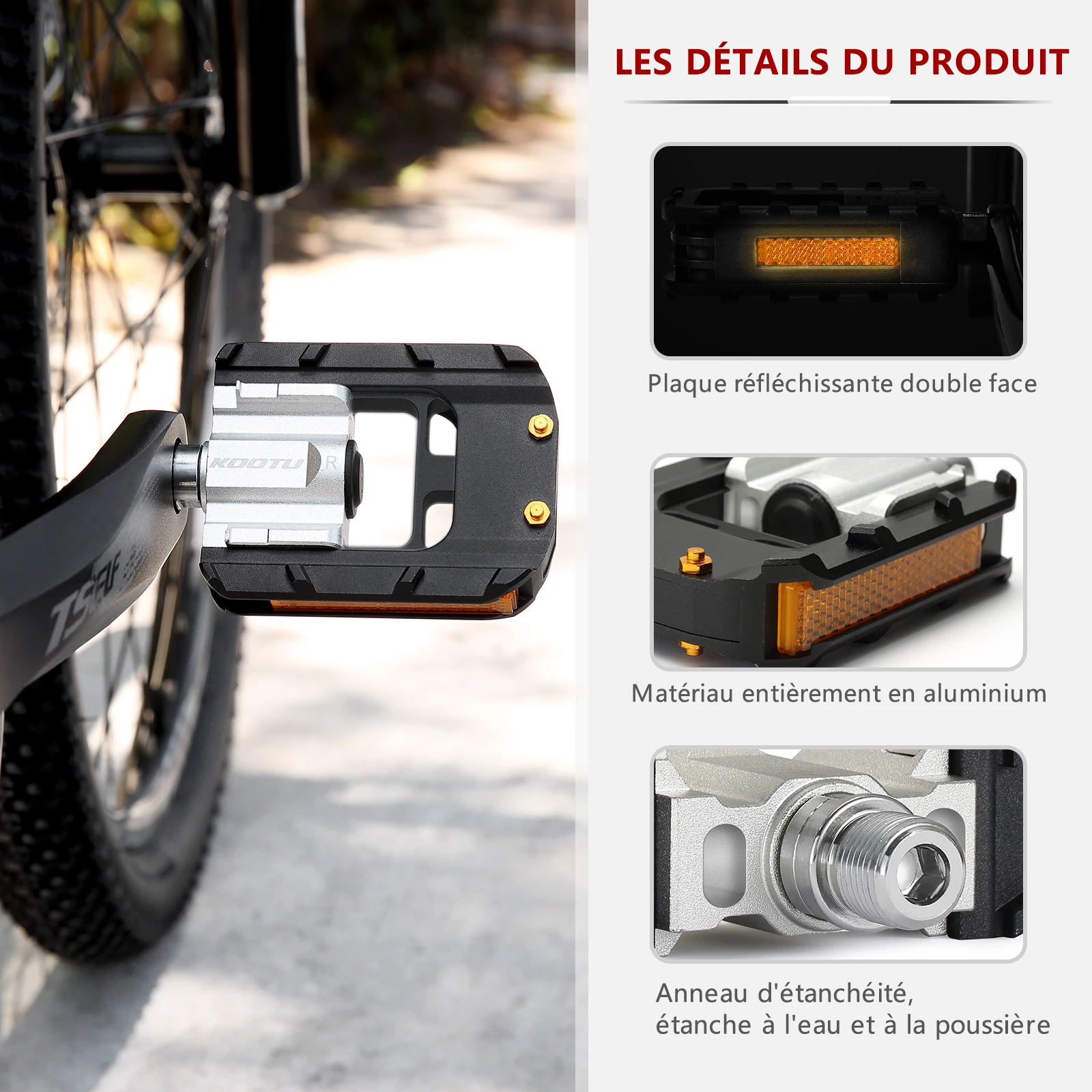 

KOOTU Folding Pedals Bicycle Folding Pedals Aluminum Sealed Bearing Bicycle Pedals 9/16 Universal Pedals