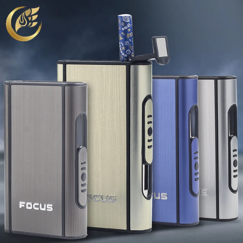 High Quality 2 PCS Aluminium Alloy Ejection Holder Portable Automatic Cigarette Case Windproof Metal Box Smoke Boxes