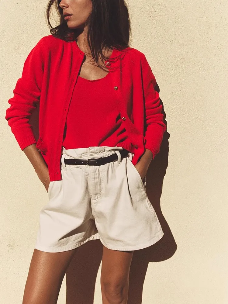 

Новый осенний женский красный простой круглый длинный све вязаный открытый кардиган пальто прямой трубки pe обычный тонкий чистый цвет