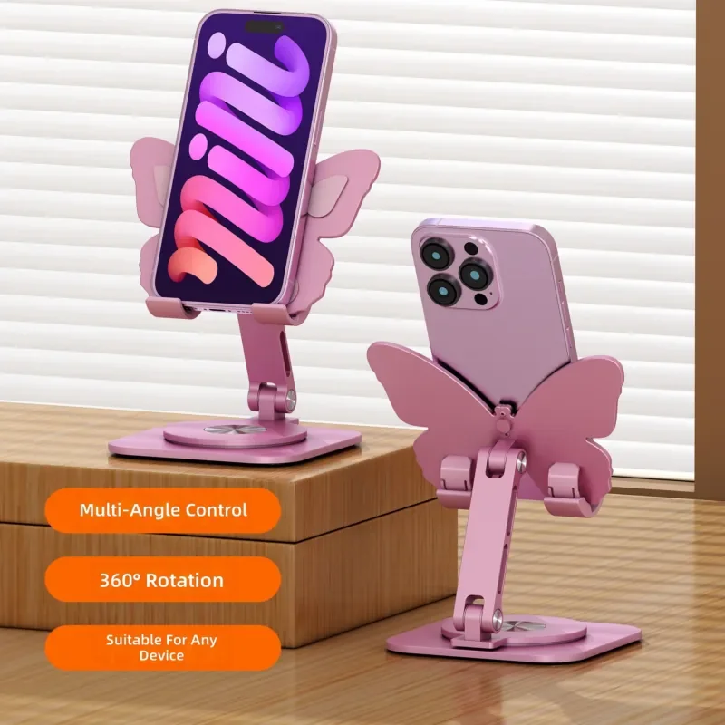 

Butterfly Design Aluminum Alloy Desktop Phone Bracket 360° Rotation Folding Universal Tablet Support Stand