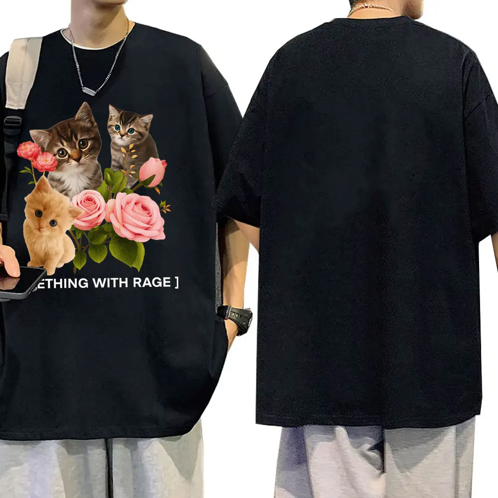 

Seething WIth Rage Cat Funny Meme Graphic T-shirts Men Women Casual Cute Kawaii Short Sleeve T Shirts Unisex Cat Lovers Gifts