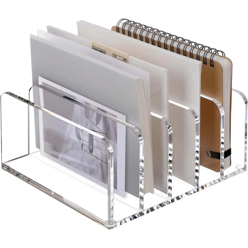 Vertical File Organizer Letter Holder File Sorter Desktop Organizer Transparent Acrylic Mail Organizer Tablets Smartphones