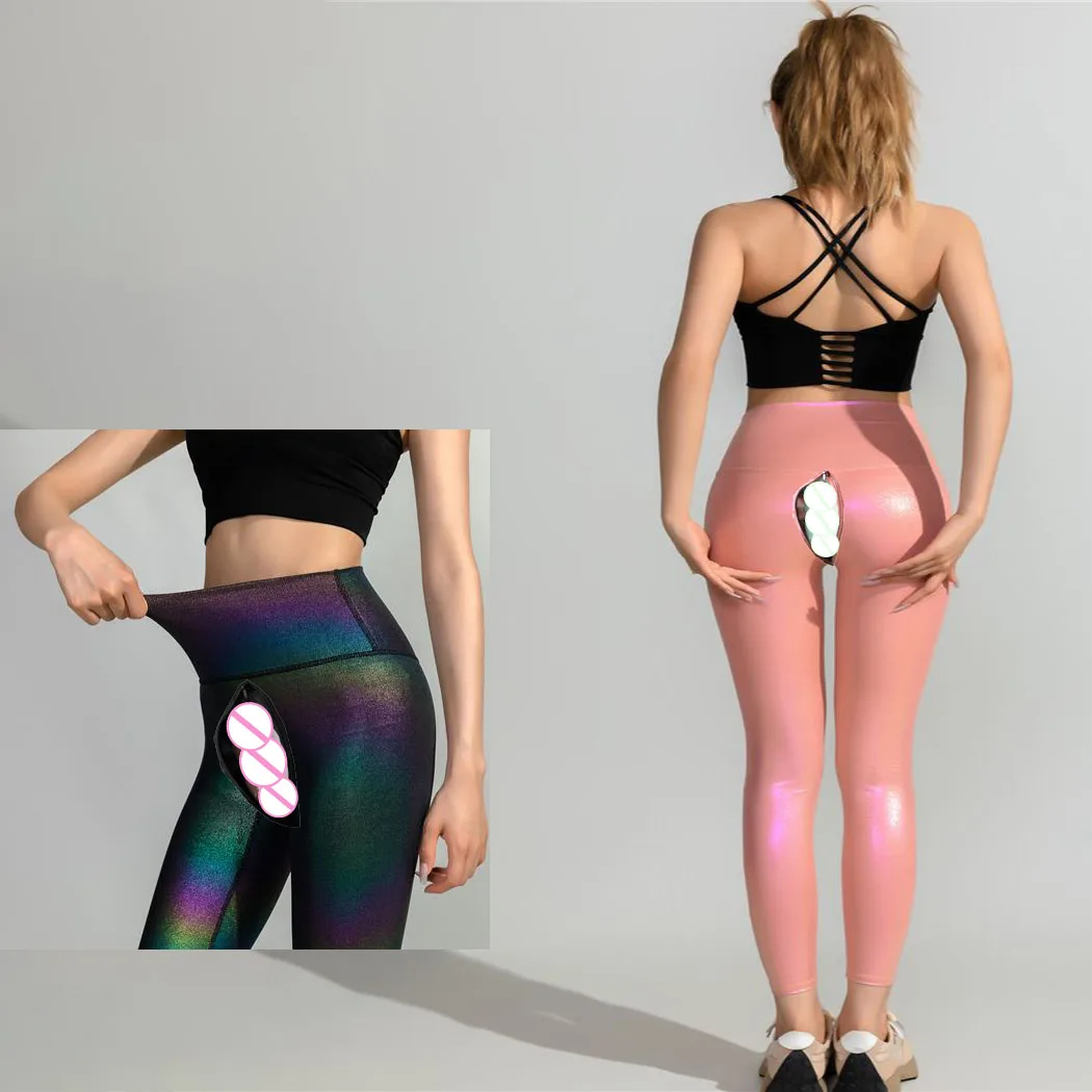 

Seamless Leggings Women Open Crotch Outdoor Sex Erotic Peach Hip Push Up Jogger Yoga Trousers Gym Sexy Sport Fitness Pants Femme