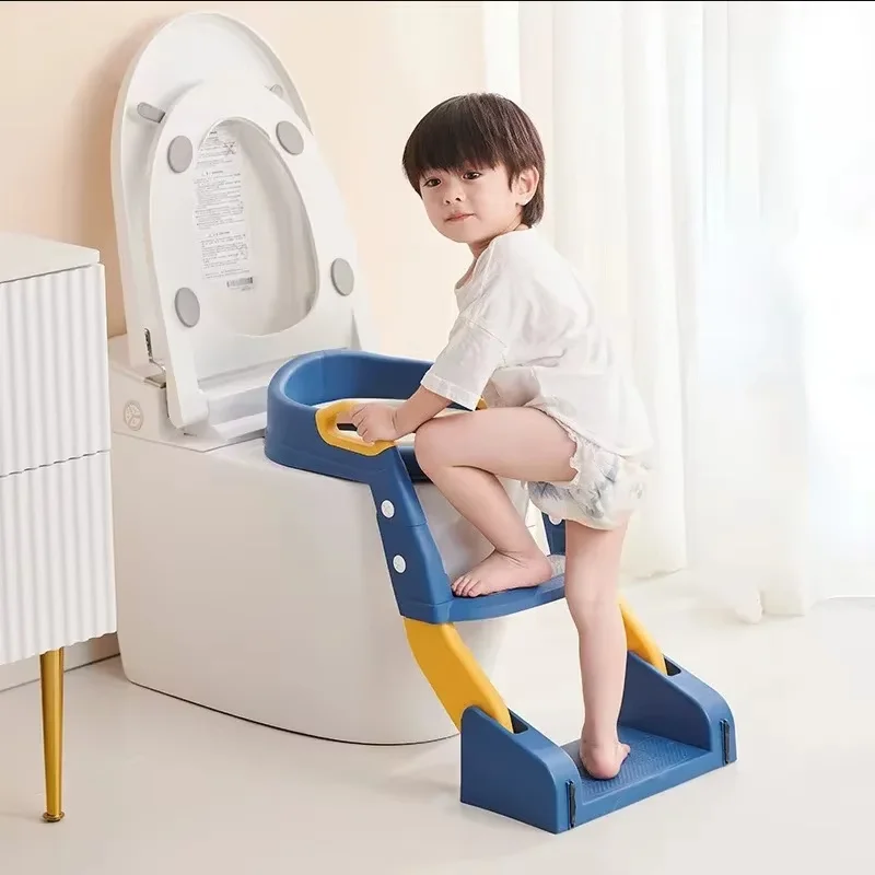 New Children\'s Toilet Stepped Baby Boys and Girls Toilet Training Foldable Foot Stool Toilet Seat Ring Stepped Assisted Tool