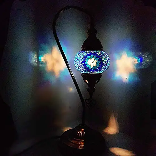 Handmade Turkish Moroccan Arabian Eastern Bohemian Tiffany Style Glass Mosaic Colourful Table Desk Lamp Lamps Home Decor (SM8)