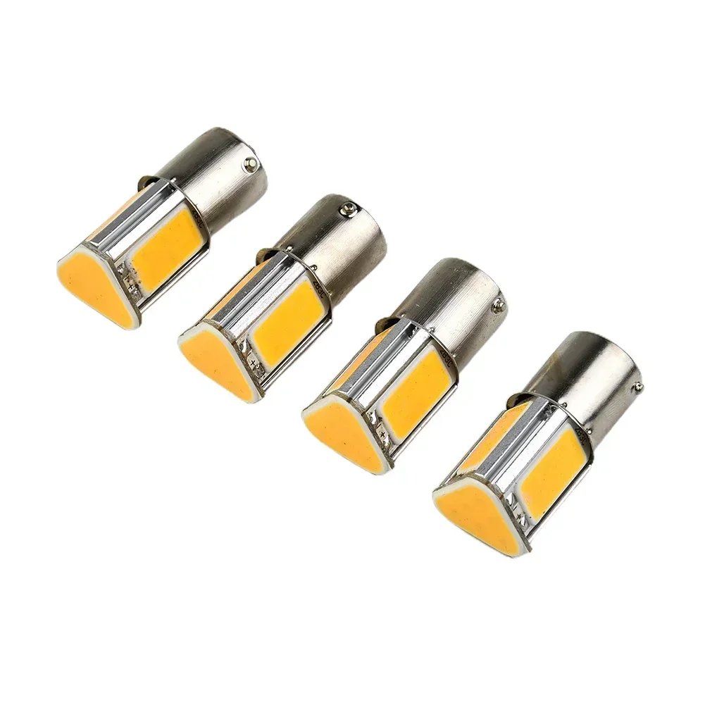 

4pcs Car Amber 1156 G18 BA15s 4 COB LED Turn Signal Light Bulb Lamp 12V DC Long Lasting, Super Bright White, Low Heat