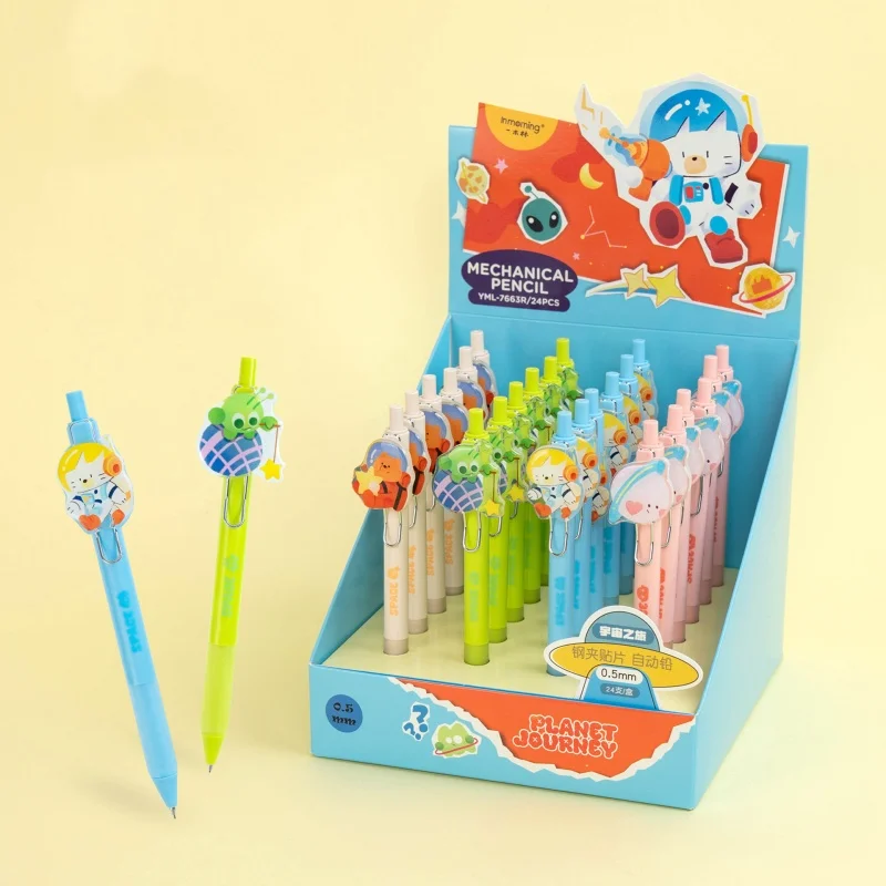 24pcs/lot Kawaii Cat Bear Mechanical Pencil Cute 0.5MM/0.7MM Drawing Writing Automatic Pen School Office Supplies