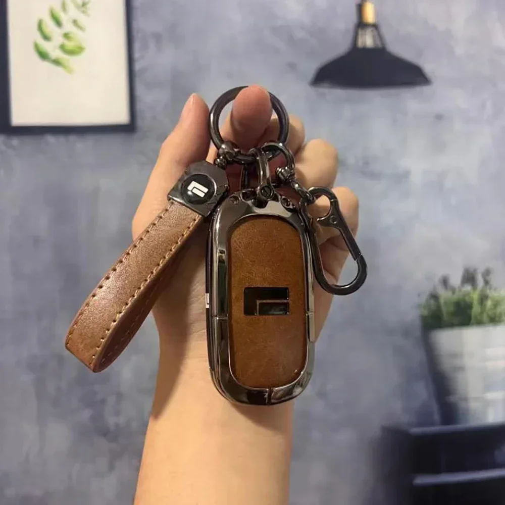 

New! SuitableFor BAIC JISHI polestone 01 Car remote control protective case key chain pack Metal leather key case box