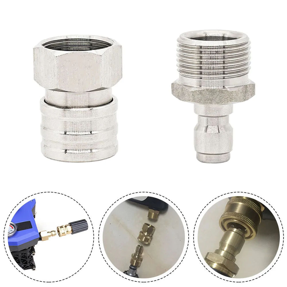 Pressure Washer Quick Connector Stainless Steel 22x1.5mm Thread Size High Pressure Up to 5000 PSI Reliable Fit