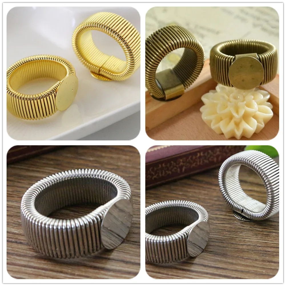 12mm 10pcs 3 Colors Plated Brass Adjustable Ring Settings Blank/Base,Fit 12mm Glass Cabochons,Buttons;Ring Bezels