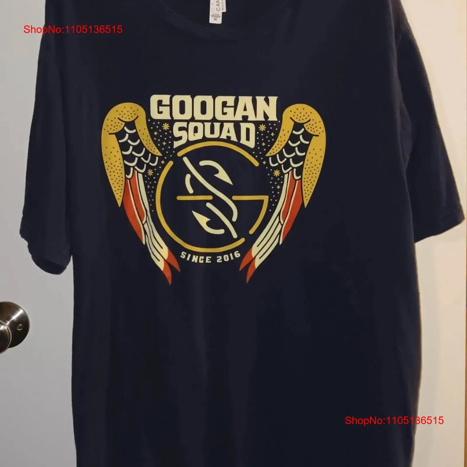 Googan squad Wings Hooks Fishing Navy Blue T Shirt Size 3XL XXXL vintage Washed Casual Stretched Breathable Soft homme