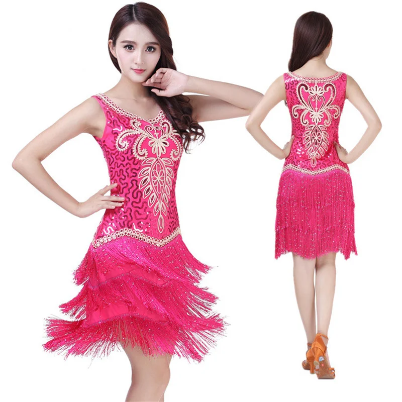 New Sexy Latin Dance Performance Wear Dress For Woman With Tassel Bandage Salsa Dancing Dress Ballroom Tango Dresses