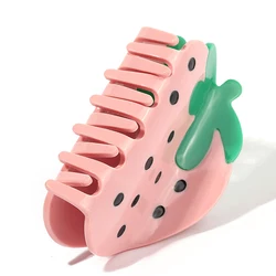 AENSOA Lovely Three-dimensional Strawberry Pattern Women's Claw Clip Fashion Pink Color Sweet Acetic Acid Large Hair Accessories