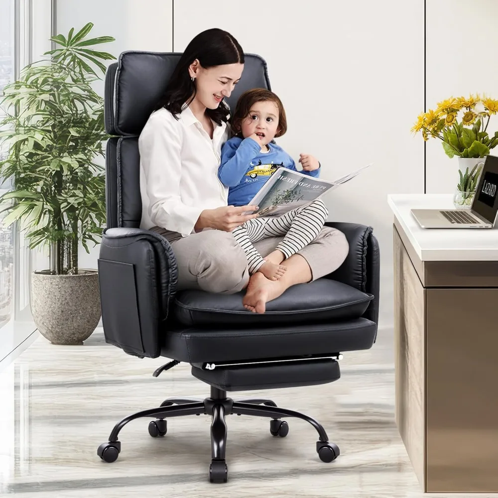 ergonomic wide seat reclining office chair for big and tall users, supports up to 500lbs