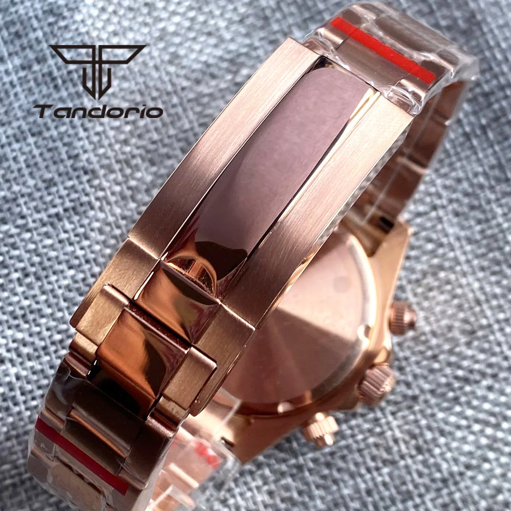 Reloj de pulsera multifuncional para hombre, cronógrafo de cuarzo, esfera Sunburst, bisel de cerámica, cristal de zafiro, banda de acero, revestimiento de oro rosa, VK63